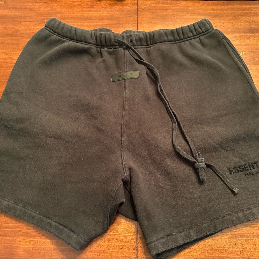 Essentials Black Athletic Shorts with Elastic Waistband
